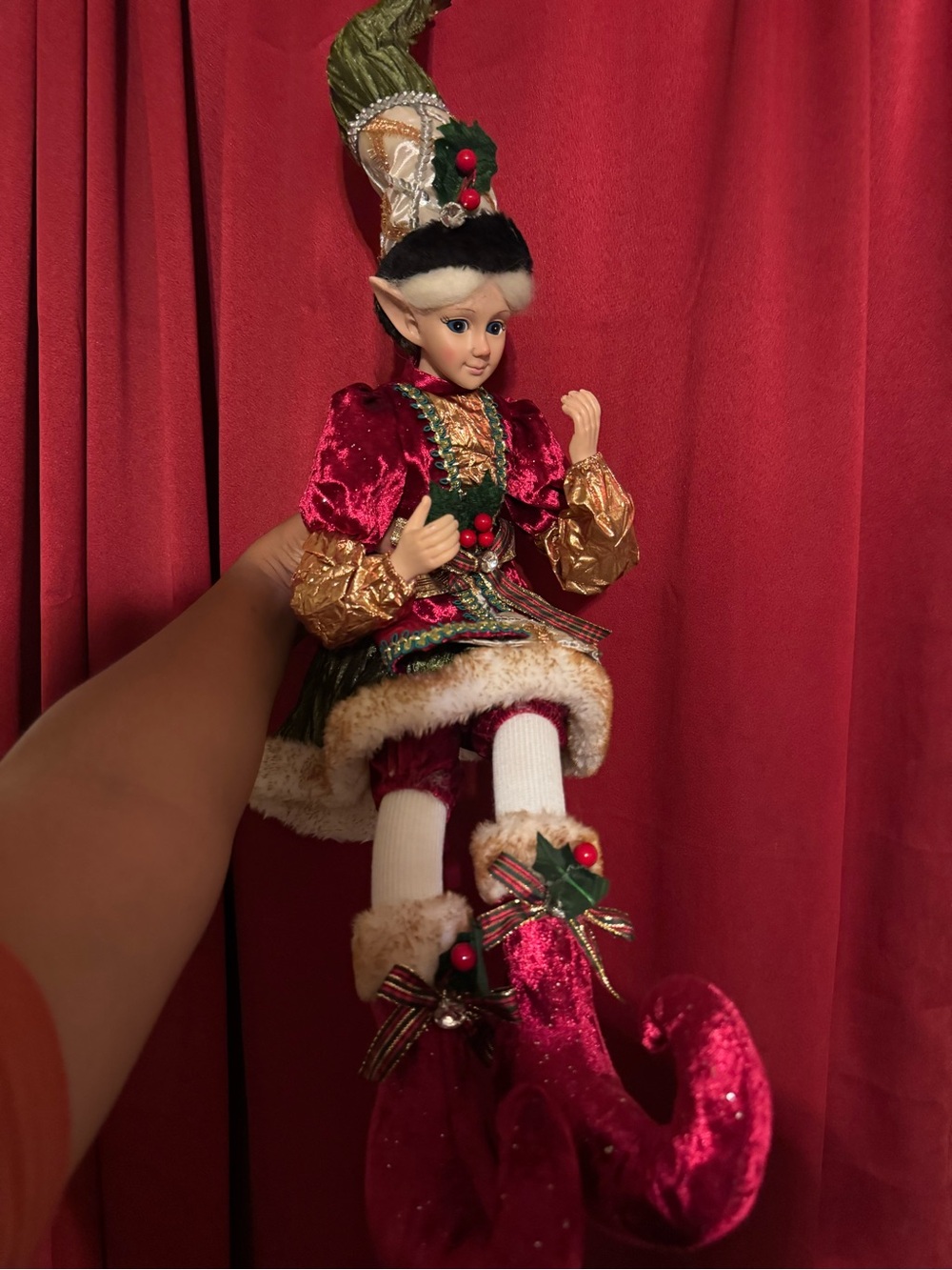 Elf Shelf Sitter Porcelain Face Doll
